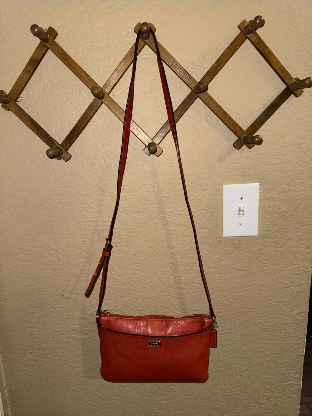 Coach Rust Leather Crossbody Bag with Adjustable Strap